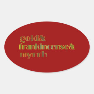 Sticker Ovale Or et encens franc et myrrhe