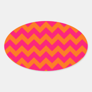 Sticker Ovale Orange et rose en zigzag