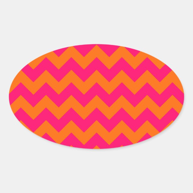 Sticker Ovale Orange et rose en zigzag (Devant)