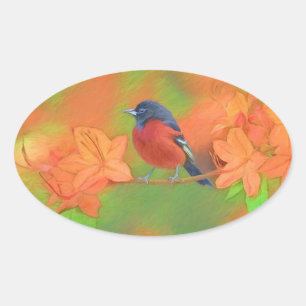 Sticker Ovale Orchard Oriole Songbird Peinture Oiseau original