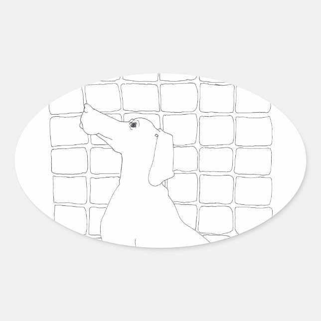 Sticker Ovale Original Chien Dessin Chien chinois Année 2018 Bât (Devant)