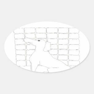 Sticker Ovale Original Chien Dessin Chien chinois Année 2018 Bât