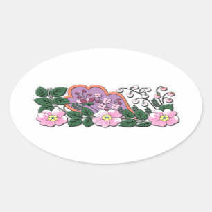 Sticker Ovale Ornement de fleurs médiévales allemandes