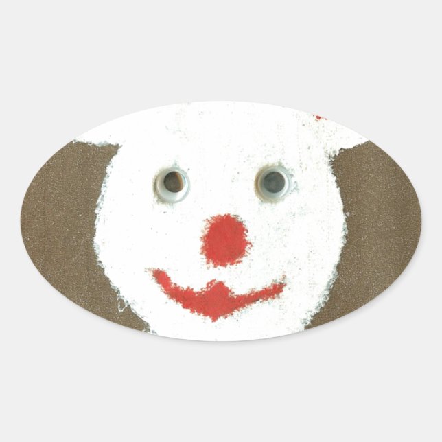 Sticker Ovale Ours blanc avec nez rouge, bouche et oreilles (Pèr (Devant)