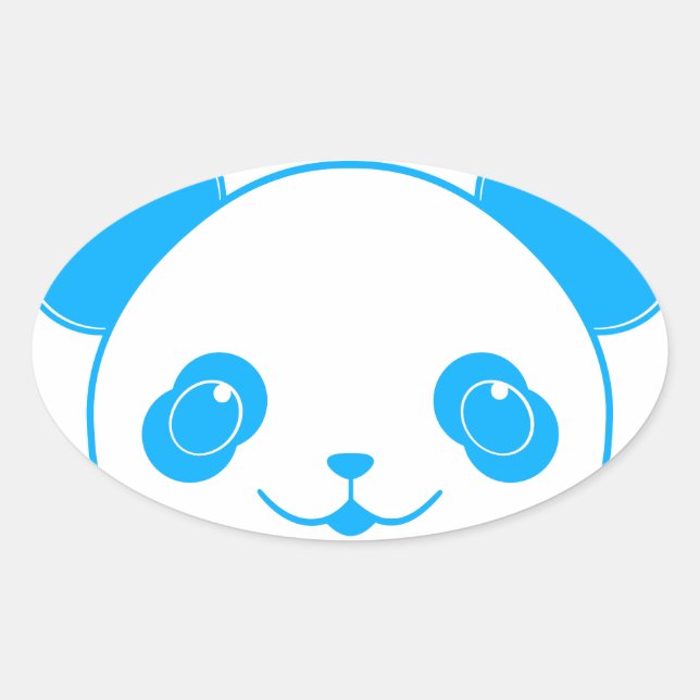 Sticker Ovale Ours bleu Kawaii Panda (Devant)