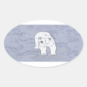 Sticker Ovale Ours polaire sur la peinture sur glace - Art origi