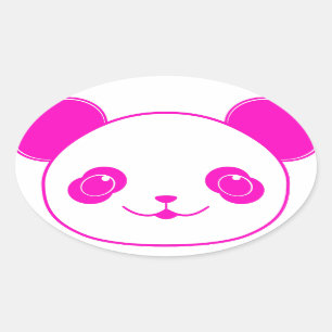 Sticker Ovale Ours rose Kawaii Panda