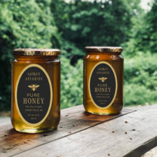 Sticker Ovale Oval Queenline Honey Jar Bee Apiary Gold Vintage