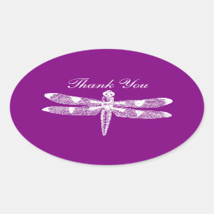 Sticker Ovale Ovale graphique de Merci de libellule