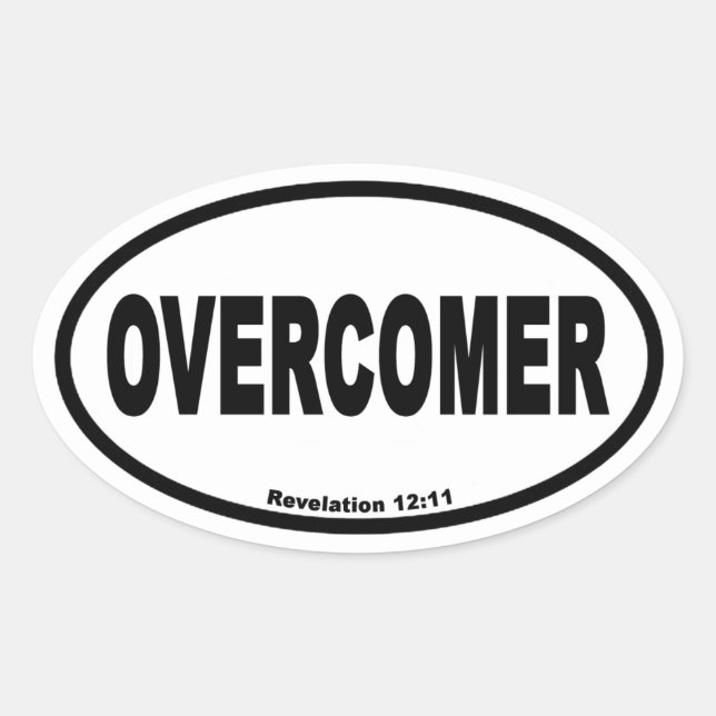 Sticker Ovale Overcomer Rev 12:11 Euro Style (Devant)