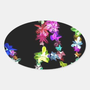 Sticker Ovale "PAIX" dans l'art des fleurs Imprimer