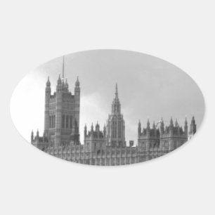 Sticker Ovale Palais blanc noir de Westminster