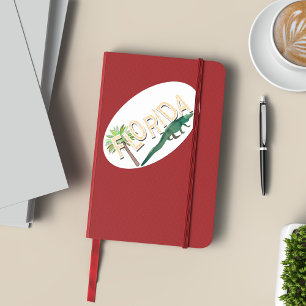 Sticker Ovale Palmier Et Alligator De Floride