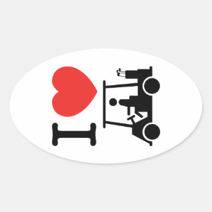 Sticker Ovale Panier de golf I Heart (Love)