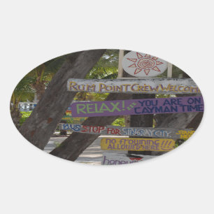 Sticker Ovale Panneau de signalisation Rum Point Grand Cayman