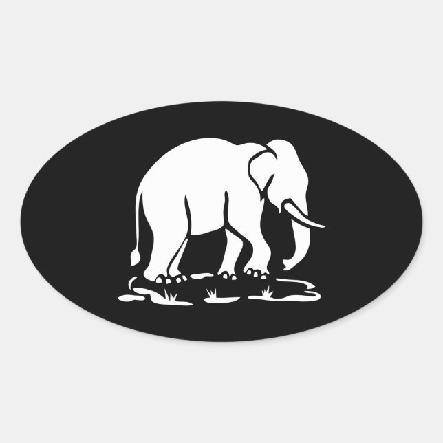 Sticker Ovale Panneau de trekking des éléphants asiatiques devan (Devant)