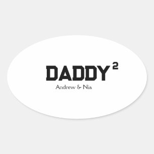 Sticker Ovale Papa avec le nom personnalisé des enfants