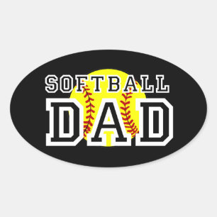 Sticker Ovale Papa du softball