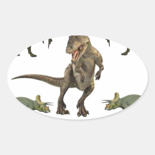Sticker Ovale Papier Dinosaure