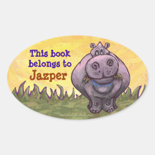 Sticker Ovale Papier Hippopotamus
