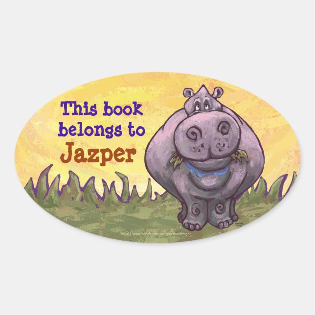 Sticker Ovale Papier Hippopotamus (Devant)