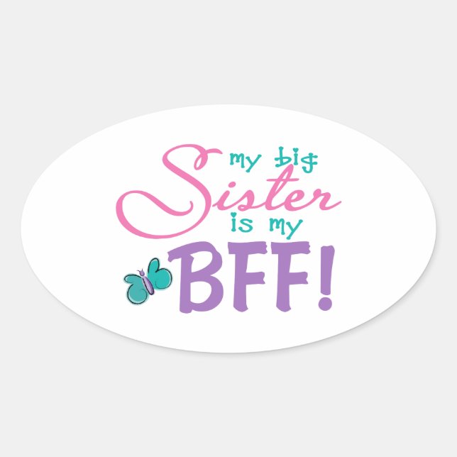 Sticker Ovale Papillon Big Sister BFF (Devant)