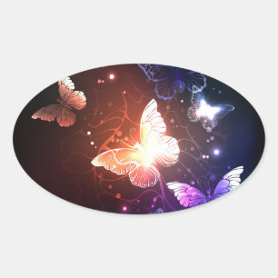 Sticker Ovale Papillons de nuit lumineux