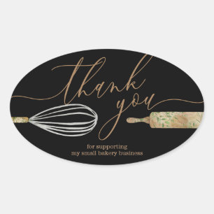 Sticker Ovale Paquet de pâtisserie pour petite entreprise de bou
