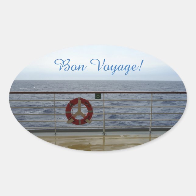 Sticker Ovale Par le Railing Bon Voyage (Devant)