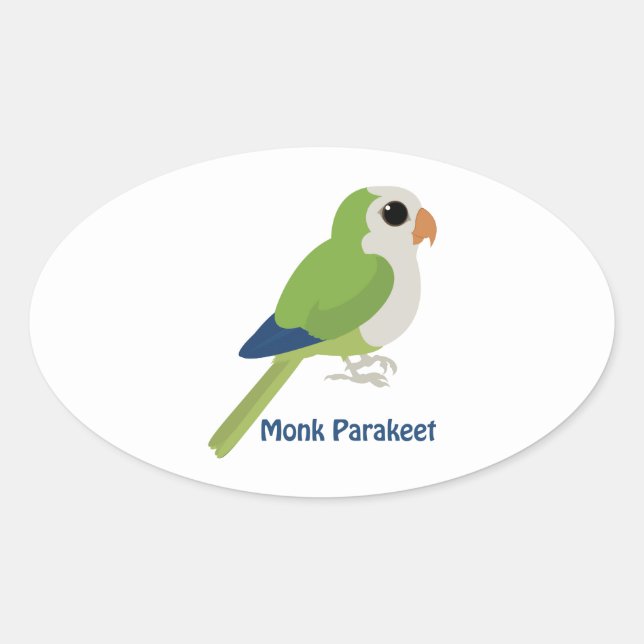 Sticker Ovale Parakeet moine mignonne (Devant)