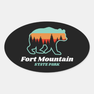 Sticker Ovale Parc d'état de Fort Mountain Georgia GA Bear Retro