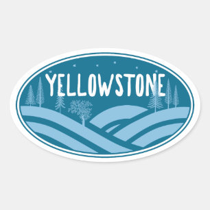 Sticker Ovale Parc national de Yellowstone Wyoming Montana Extér