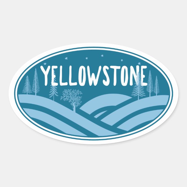 Sticker Ovale Parc national de Yellowstone Wyoming Montana Extér (Devant)