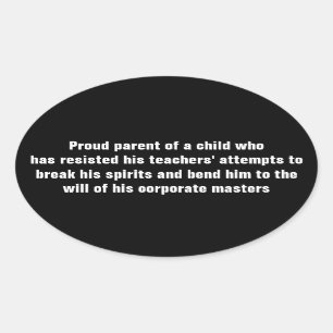 Sticker Ovale Parent fier d'une résistance d'enfant
