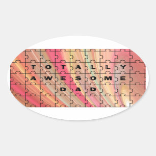 Sticker Ovale Parfait Papa Puzzle Texte rose/Motif Brown