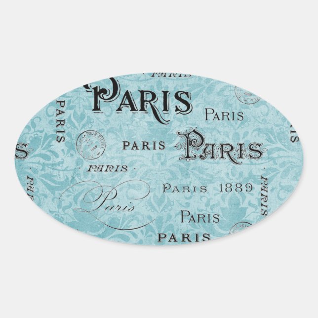 Sticker Ovale Paris | Damas bleues (Devant)