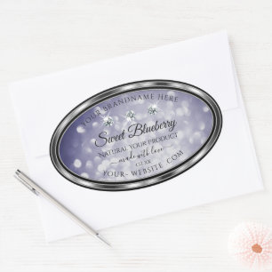 Sticker Ovale Parties scintillant bleue glamour Produits Étiquet