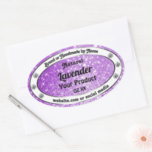 Sticker Ovale Parties scintillant brillante violet brillant Étiq