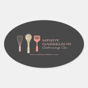 Sticker Ovale Parties scintillant cuillère Whisk Spatula Bakery 