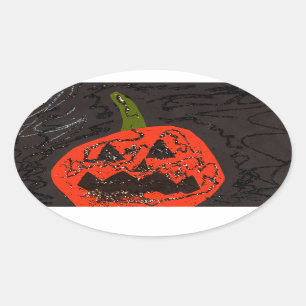 Sticker Ovale Parties scintillant effrayante Jack o' Lantern