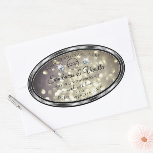 Sticker Ovale Parties scintillant en platine étincelante Produit