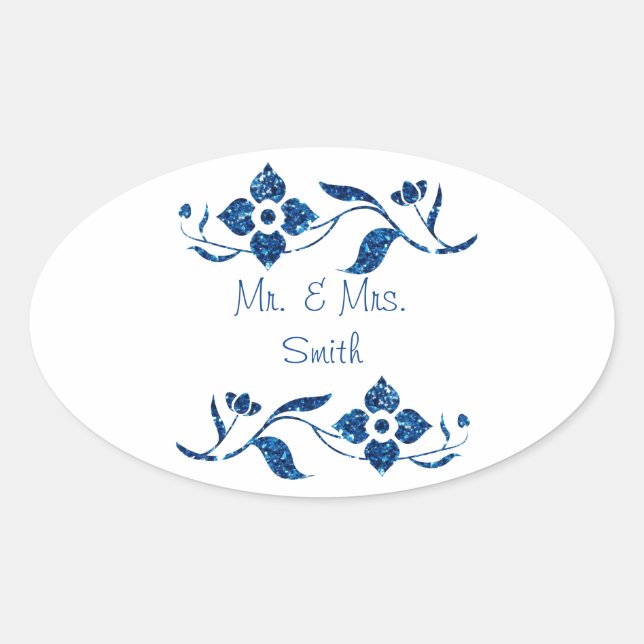 Sticker Ovale Parties scintillant florale (Devant)