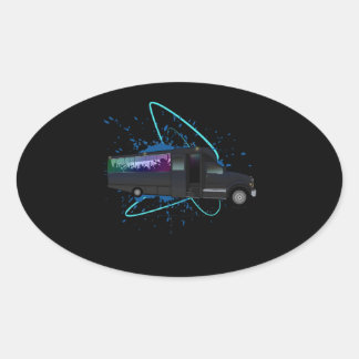 Sticker Ovale Party Bus Time Neon Nightlife Fun Celebration