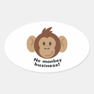 Sticker Ovale Pas de commerce de singes