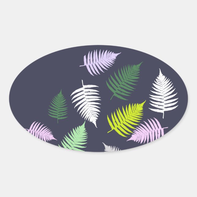 Sticker Ovale Pastel Colors Lucky Fern (Devant)