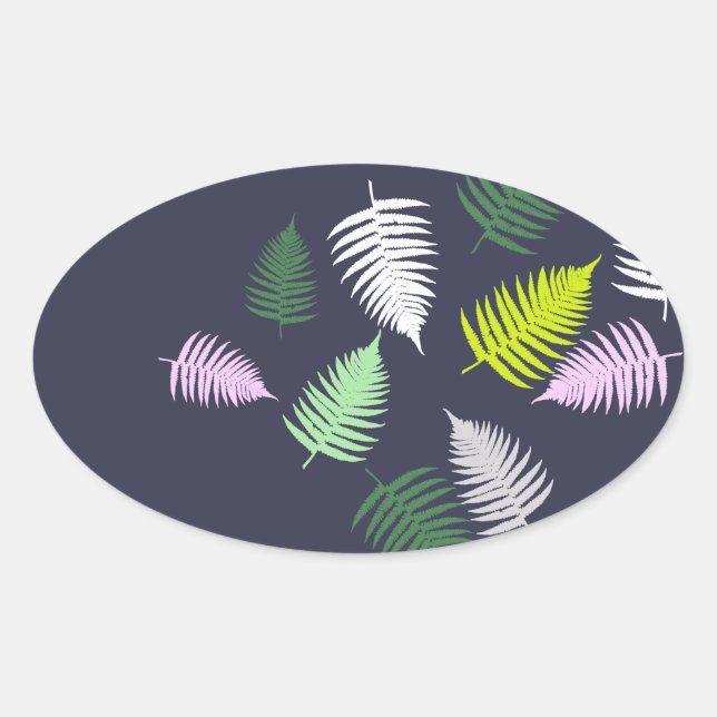 Sticker Ovale Pastel Colors Lucky Fern (Devant)