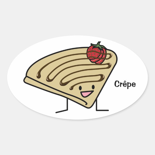 Sticker Ovale Pâte crêpe Fraise chocolat dessert français (Devant)