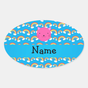 Sticker Ovale Patt bleu personnalisé d'arcs-en-ciel de visage