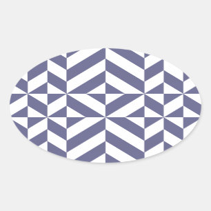 Sticker Ovale Patters Midnight Blue Geometric Deco Cube