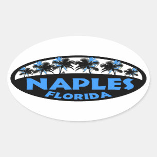 Sticker Ovale Paumes bleues noires de Naples la Floride